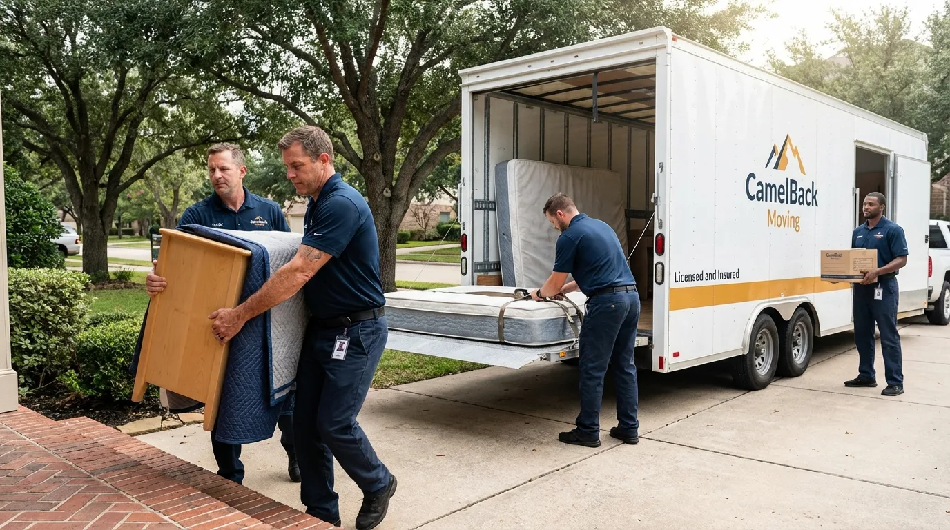 Crew loading residential truck for cross-state move from Thiells, NY