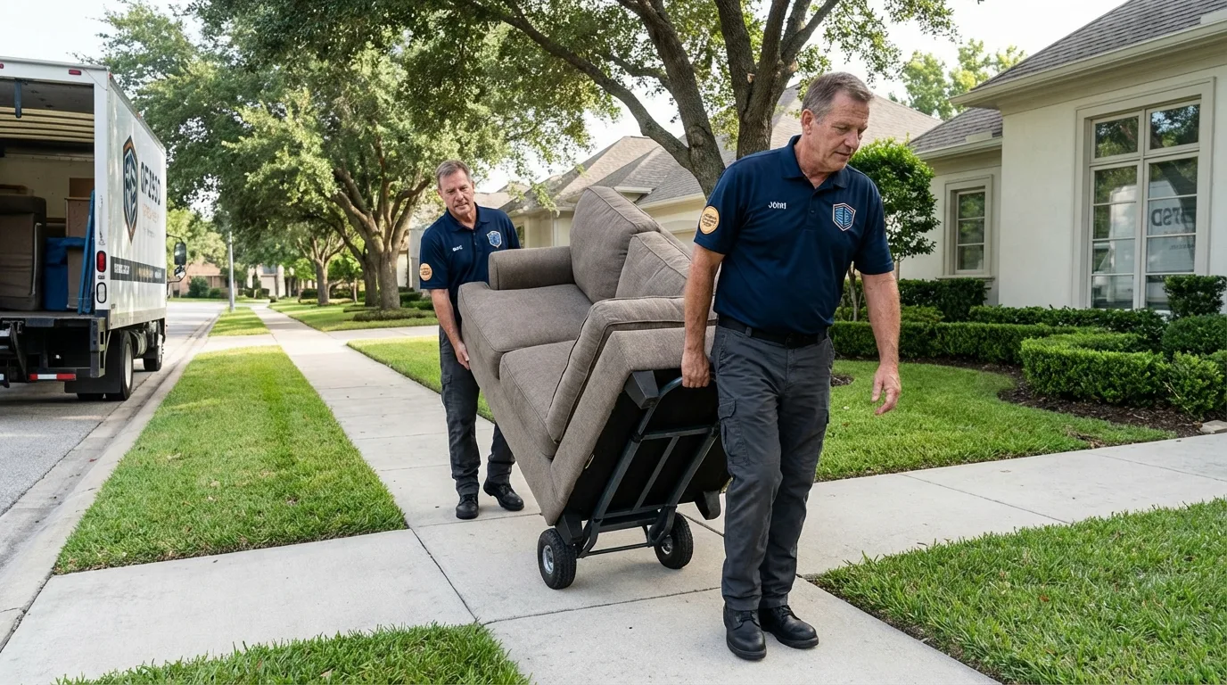 Local residential moving crew loading furniture in Thiells, NY
